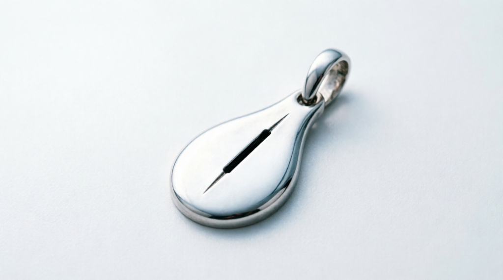 Colgante de plata elegante con compartimento interior para cenizas o pelo, joyería conmemorativa y memorial.